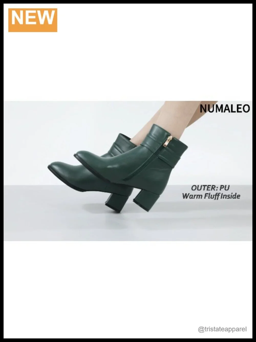 Matte Zip Round Toe Chunky Low Heel Ankle Boots